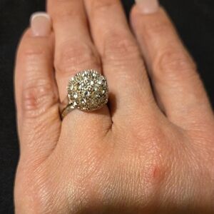 Gold-Tone Pavé Cluster Cocktail Ring - Champagne Crystal